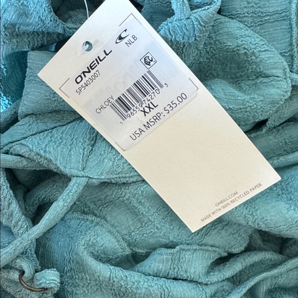 O'Neill Turquoise Blue Ruffle Crop Top - Picture 4 of 4
